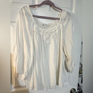Plus size MSSP gathered white top. Worn once, perfect condition. 3X